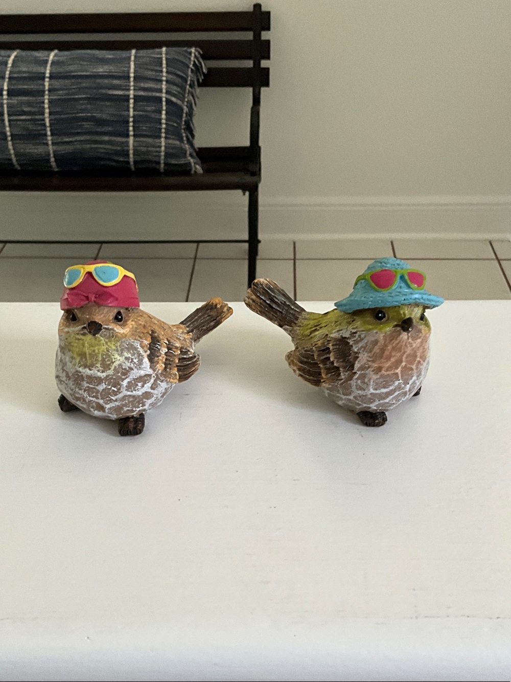 Decorative Bird Figurines with Colorful Hats - Set of 2 NWT